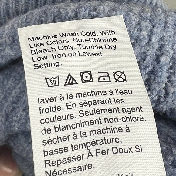 J Crew Blue Waffle Knit Merino Wool Blend Sweater Size XS Relaxed Fit - Picture 12 of 12